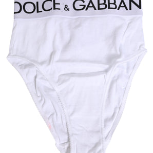Dolce & Gabbana White Cotton Stretch High Waist Panty Underwear