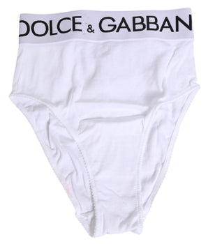Dolce &amp; Gabbana White Cotton Stretch High Waist Underwear