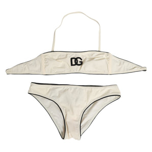 Dolce & Gabbana Beige Logo Swimsuit 2 Piece Top Bottom Swimwear