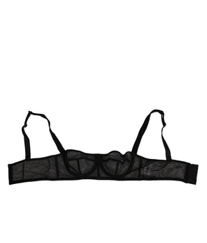 Dolce &amp; Gabbana Black Floral Underwired Balconette Bra Underwear