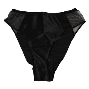 Dolce & Gabbana Black Silk Stretch High Waist Panty Underwear