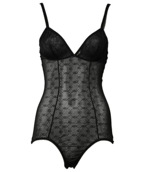 Dolce &amp; Gabbana Black Nylon Stretch Bodysuit Lingerie Underwear