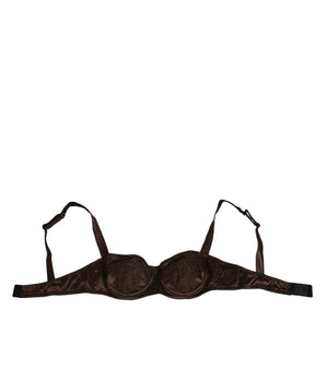 Dolce & Gabbana Brown Silk Underwired Balconette Bra Underwear
