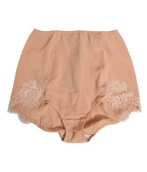 Dolce & Gabbana Beige Silk Stretch High Waist Girdle Underwear