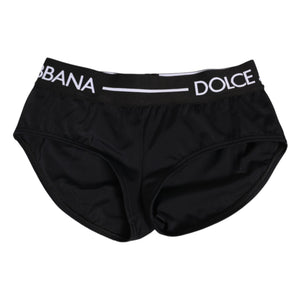 Dolce & Gabbana Black Nylon Logo Waistband Shorts Underwear
