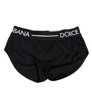 Dolce & Gabbana Black Nylon Logo Waistband Shorts Underwear