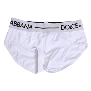 Dolce & Gabbana White Nylon Logo Waistband Shorts Underwear