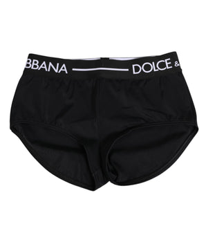 Dolce &amp; Gabbana Black Nylon Logo Waistband Shorts Underwear