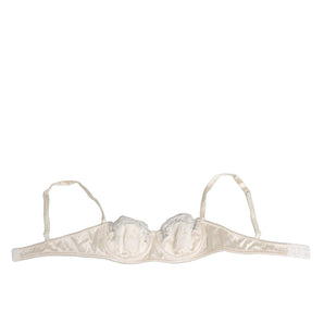 Dolce & Gabbana Off White Silk Underwired Balconette Bra Underwear