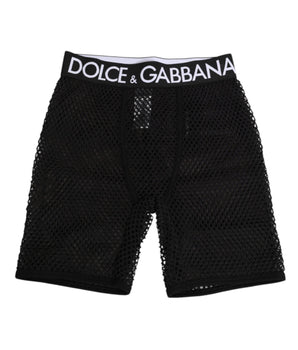 Dolce &amp; Gabbana Black Cotton Logo Shorts Midi Trouser Underwear