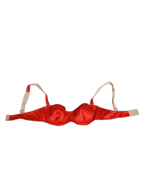 Dolce &amp; Gabbana Red Silk Satin Underwire Bra Semi-Pad Underwear