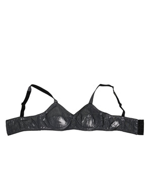 Dolce &amp; Gabbana Dark Gray Silk Stretch Balconcino Bra Underwear