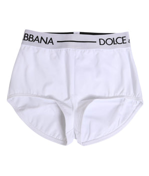 Dolce &amp; Gabbana White Nylon Logo Waistband Shorts Underwear