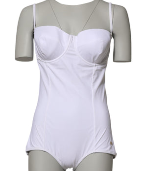 Dolce &amp; Gabbana White Padded Balconette One Piece Swimwear