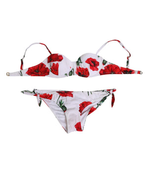 Dolce & Gabbana White Floral Swimsuit 2 Piece Top Bottom Swimwear