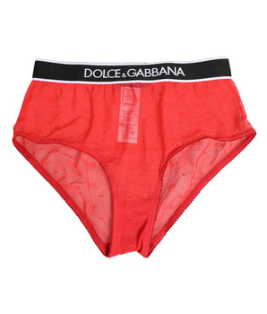 Dolce & Gabbana Red Nylon Logo Waistband Brief Panty Underwear