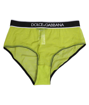 Dolce & Gabbana Green Nylon Logo Waistband Brief Panty Underwear