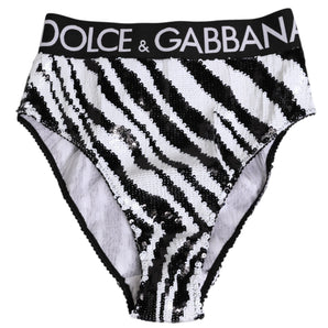 Dolce & Gabbana Black White Stripes High Waist Panty Underwear