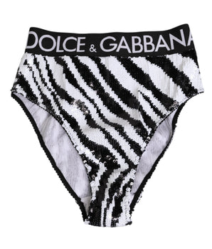 Dolce & Gabbana Black White Stripes High Waist Panty Underwear