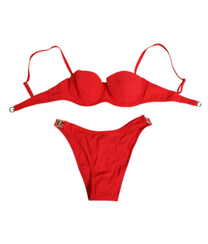 Dolce & Gabbana Red Nylon Swimsuit 2 Piece Top Bottom Swimwear