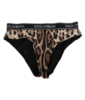 Dolce & Gabbana Brown Leopard Nylon High Waist Panty Underwear