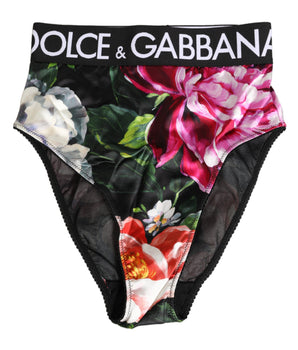 Dolce & Gabbana Black Floral Print High Waist Panty  Underwear