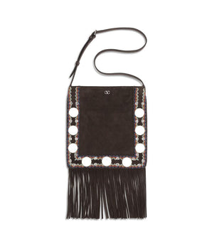 Valentino Garavani Brown Suede Leather Shoulder Bag