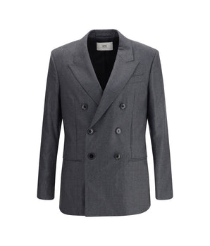 Ami Paris Gray Fleece Wool Blazer