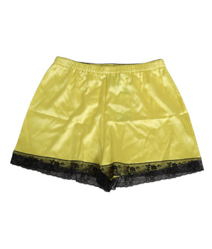 Dolce & Gabbana Yellow Satin Silk Mid Waist Underwear Shorts