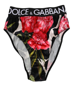 Dolce & Gabbana Black Floral Print High Waist Panty Underwear
