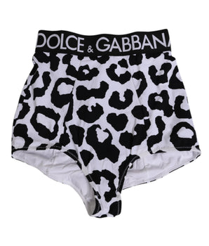 Dolce & Gabbana White Leopard Nylon High Waist Girdle Underwear