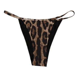 Dolce & Gabbana Brown Leopard Triangle Tanga Panty Underwear