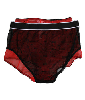 Dolce & Gabbana Black Red Nylon High Waist Girdle Underwear