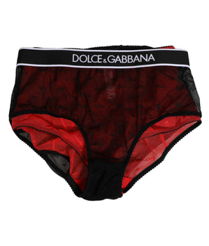 Dolce & Gabbana Black Red Nylon High Waist Girdle Underwear