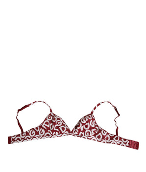 Dolce & Gabbana Red White Logo Mania Soft Cup Bra Underwear