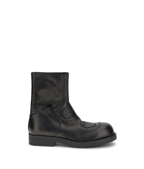 MM6 Black Leather Ankle Boots