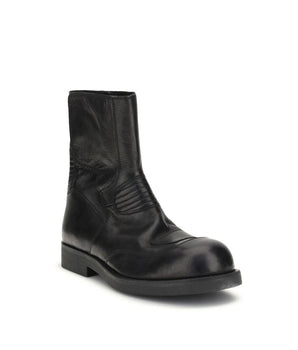 MM6 Black Leather Ankle Boots