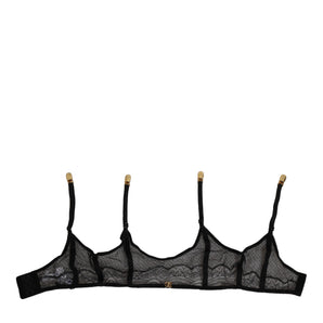 Dolce & Gabbana Black Floral Lace Nylon Strap Garter Underwear