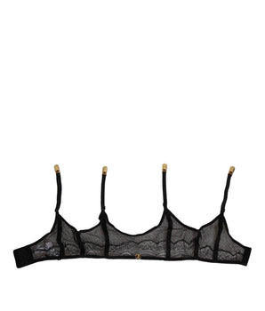 Dolce & Gabbana Black Floral Lace Nylon Strap Garter Underwear