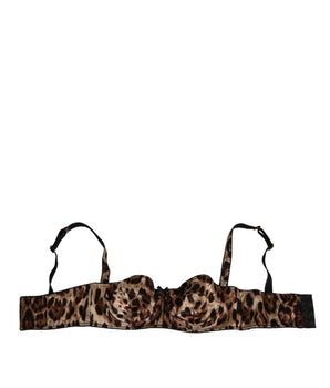 Dolce & Gabbana Brown Leopard Silk Balconnet Bra Underwear