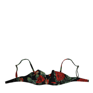 Dolce & Gabbana Black Floral Nylon Padded Balconnet Bra Underwear