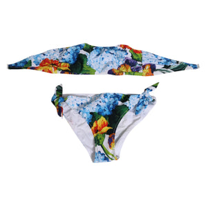 Dolce & Gabbana White Floral Swimsuit 2 Piece Top Bottom Swimwear