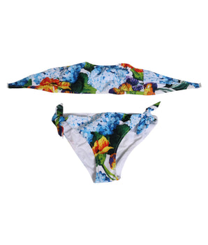 Dolce & Gabbana White Floral Swimsuit 2 Piece Top Bottom Swimwear