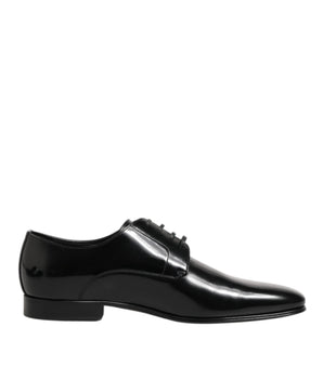 Dolce & Gabbana Black Calfskin Leather Derby Men Dress Shoes