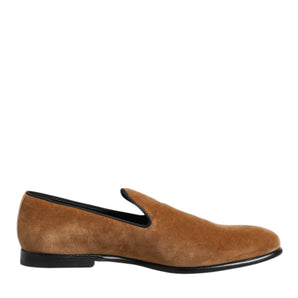 Dolce & Gabbana Brown Suede Slip On Men Loafers Formal Shoes