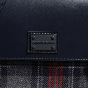 Dolce & Gabbana Multicolor Plaid Wool Calfskin Tartan Satchel Bag