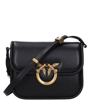 PINKO Black Leather Crossbody Bag