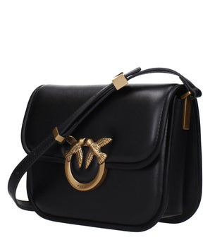 PINKO Black Leather Crossbody Bag
