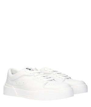 Dolce & Gabbana White Leather Low Top Sneakers