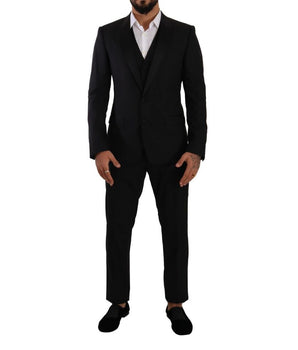 Dolce & Gabbana Black Wool Three-Piece Suit